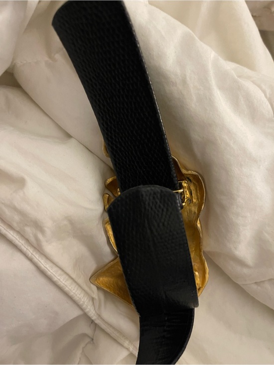 Vintage Doreen Ryan Black Genuine Leather Belt w/ Gold Double Horse Head Buckle main image 5